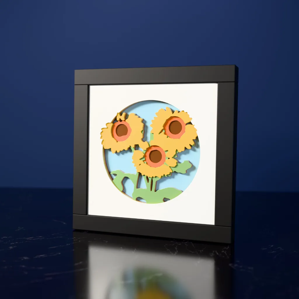 Sunflower Trio - layered acrylic art (6 layers)