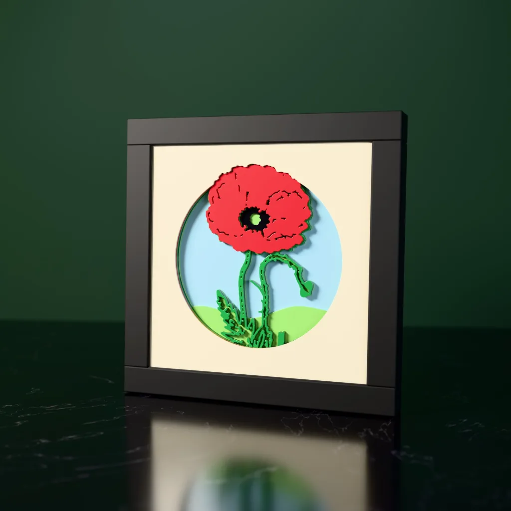 Red Poppy - layered art (6 layers)