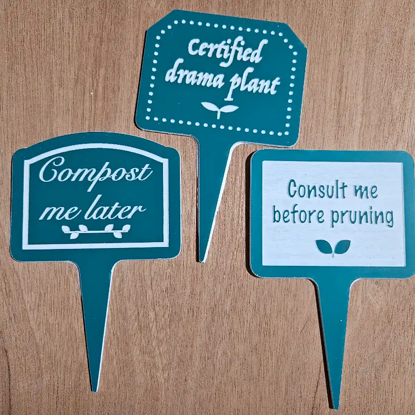 A lot of funny plant stakes!
